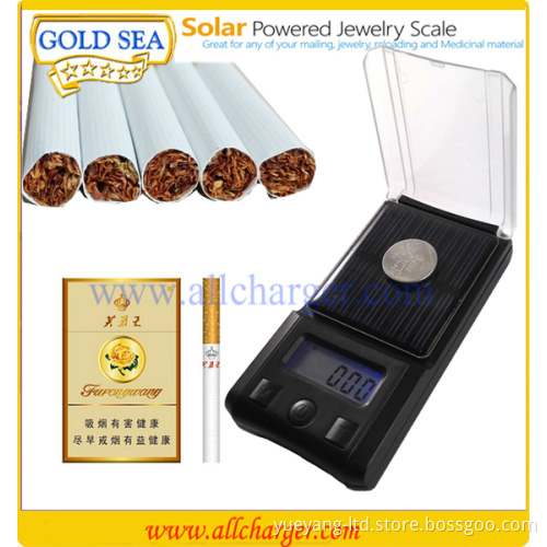 Mini electric solar cigarette weighing scales